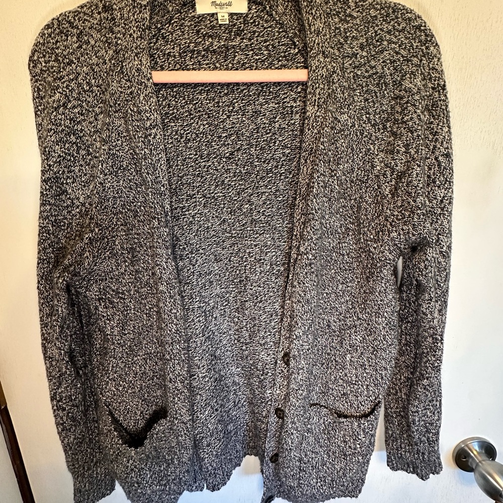 Madewell Black and White Marled Cardigan